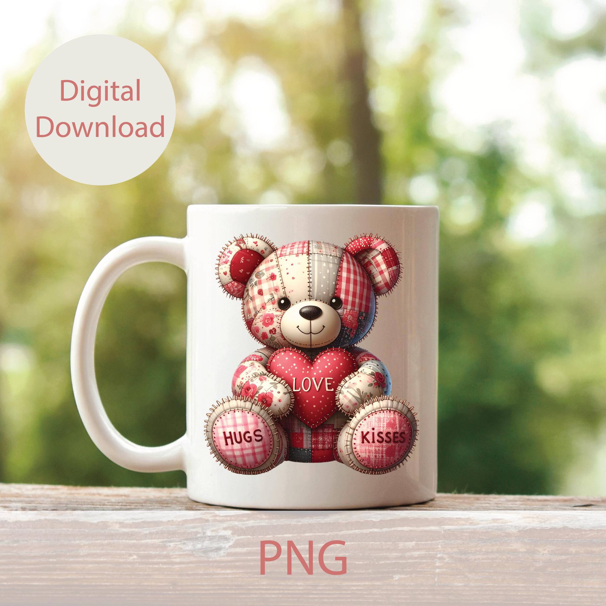 Valentine Patchwork Teddy Bear PNG – Love Hugs Kisses Clipart, Cute ...