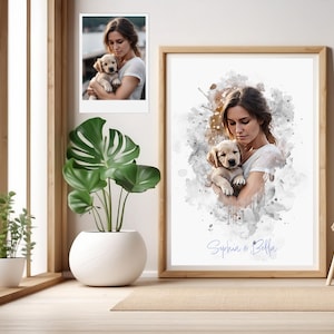 Personalized Digital Family Portraits From Photo, Custom Family Portrait in Watercolor Style, Custom Family Portrait With Dog, Memorial Art