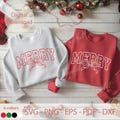 MERRY SVG Christmas Design | Retro Varsity Bow Svg Png Eps Pdf Dxf | Holiday Shirt, Mug & Decoration Cut File for Cricut Silhouette
