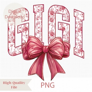 Gigi Chinoiserie Coquette Png, Coquette Bow Gigi Png, Pink Floral Gigi Png, Varsity Floral Gigi Bow Png, Mom Life Png, Mothers Day Gigi Png