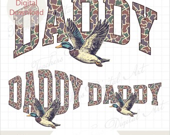 Papà cacciatore di anatre PNG, Design a sublimazione mimetico per papà, Clipart di anatra selvatica, Maglietta da caccia per la festa del papà, Grafica per papà all'aria aperta, Download digitale