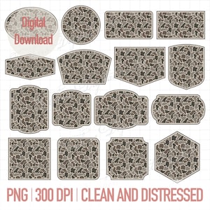 Camo Patch PNG Bundle | Camouflage Geometric Patches | Clean & Distressed | Seamless Pattern | Hunting and Outdoor Shirt Sublimation Design