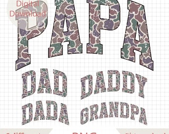 Distressed & Clean Duck Camo Dad PNG Bundle, Retro Papa Camouflage Png, Dad Camo Sublimation Shirt, Grandpa Camo Clipart, Father's Day Png