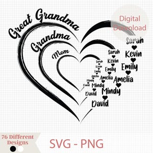 Coração Nome Criança Vovó Mãe, Coração Personalizado Svg Png, Dia Das Mães Png, Vovó Mãe Nome Das Crianças Mama Coração Svg, Coração Mama Png, Mãe Vida Svg Png