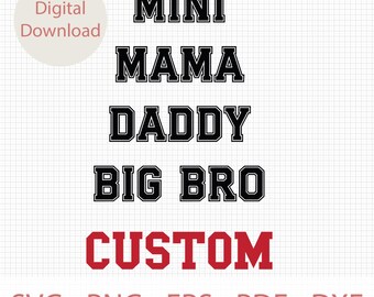 Custom Mama Mini Varsity Bundle Svg, Dad Papa Svg, Personalized Mom Dad Svg Png Cut File, Girl Boy Svg Png, Mommy Daddy Svg, Mothers Day Svg