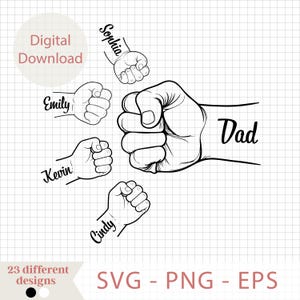 Father and Children SVG, Custom Fist Bump Dad SVG with Kids Names, Fist Bump Dad & Family Digital Design, Papa Grandpa Uncle Shirt Design