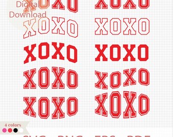 Xoxo Svg, Xoxo Varsity Bundle Svg, Xoxo Png Designs, Xoxo Png, Xoxo Valentines Sublimation, Love Svg, Valentine's Day Svg, Xoxo Outline Svg