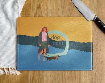 Dog Mom Glass Cutting Board: Pet Lover Kitchen Decor