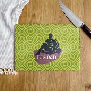 Dog Dad Glass Cutting Board – Gift for Dog Lovers, Personalized Pet Kitchen Decor, Father’s Day Gift for Dog Dad, Custom Dog Owner Gift