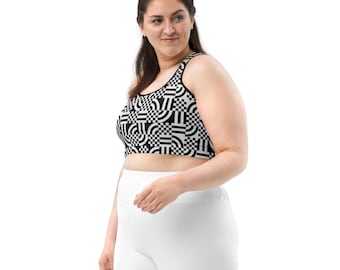 Retro Abstract Sports Bra: Mid-Century Modern Activewear
