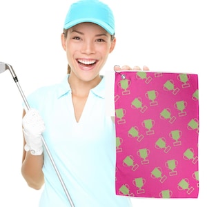 Golf Tournament Towel - Trophy Print Golf Towels, Perfect Golf Accessory for Women, 15.5x25 Inches, Great for Sports Lovers