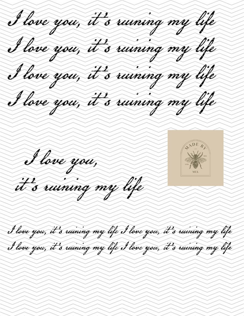 TTPD Dress Text I Love You It's Ruining My Life (pdf & Png Easily
