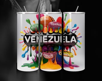 Venezuela 20oz Skinny Tumbler Wrap Sublimation Design, Straight & Tapered Tumbler Wrap, Venezuela 20oz Template Digital Download PNG.