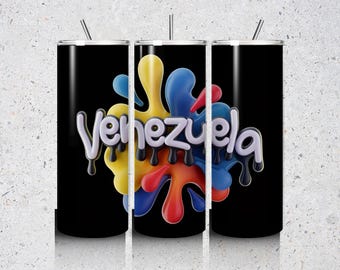 venezuela 20oz Skinny Tumbler Wrap Sublimation Design, Straight & Tapered Tumbler Wrap, venezuela 20oz template digital download PNG.
