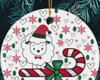 Personalized Christmas Sheep Ornament