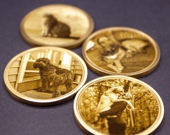Pet Memorial Coin – Personalized Engraved Brass Coin for Dog Cat Remembrance Sympathy Gift