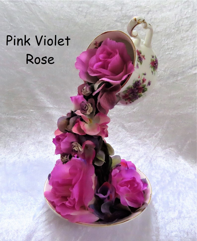 Mad Hatter Floating Tea Cup Flower Arrangement Wedding Etsy