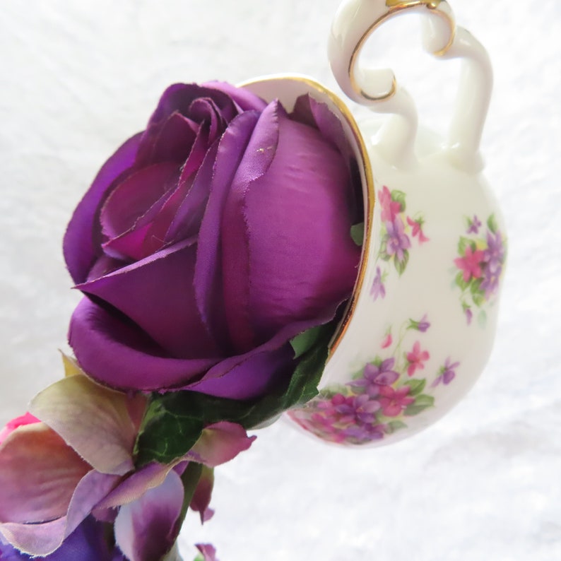 Floating Tea Cup Flower Arrangement Gift Table Decoration Etsy