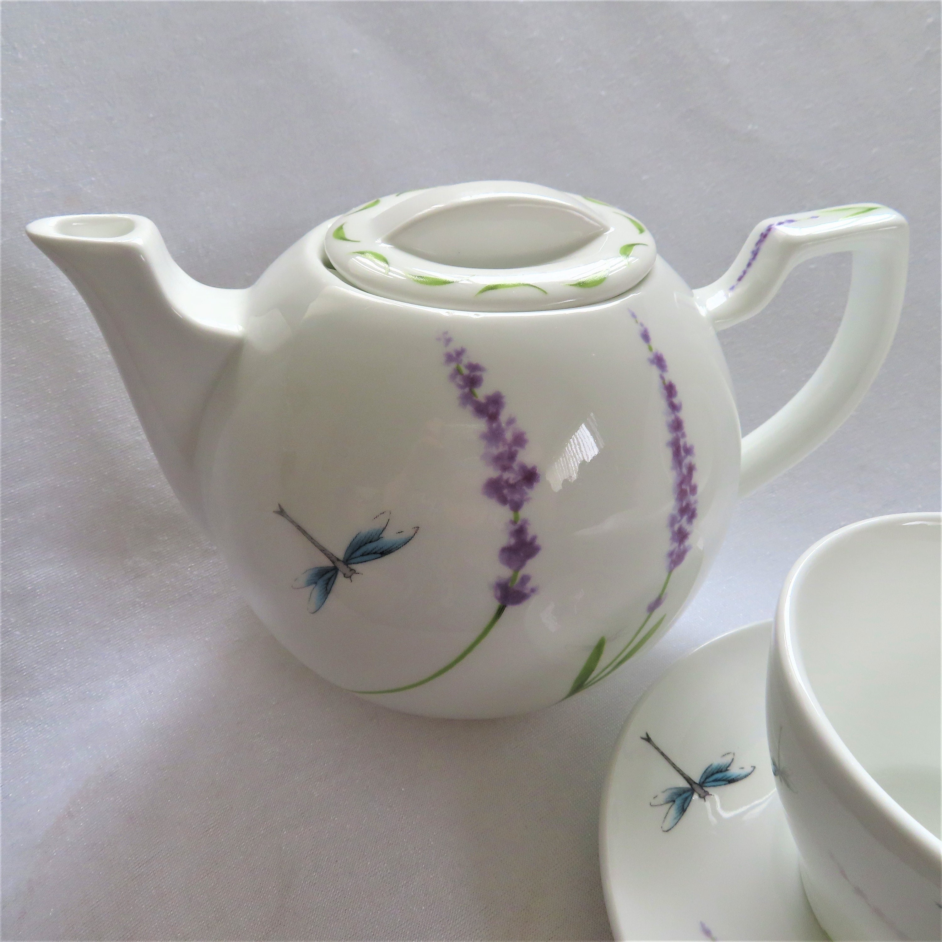 TEA SET for 2 Dragonfly Lavender Tea Set Teapot & 2 Cups and Etsy