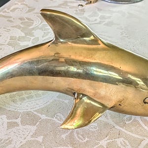 Beautiful Solid Brass Dolphin - 7&quot; Long
