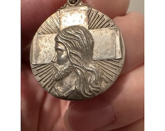 Vintage M. De Jean Sterling Silver Holy Face Medal | High Relief | Polished 925
