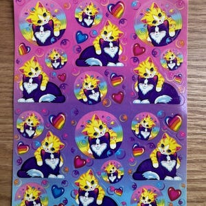 Vintage Lisa Frank Kitten Bubbles Sticker Sheet S268 1990s Complete