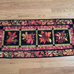 Autumn Table Runner Quilted Tapestry Handmade 43 x 18 Inches Centerpiece