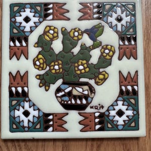 Desert Cacti Cactus Southwest Decorative Tile 6 X 6 Inch Trivet 1995 Earthtones