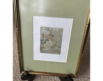 Vintage 1970s Framed Japanese Obi Silk Brocade Textile Art -