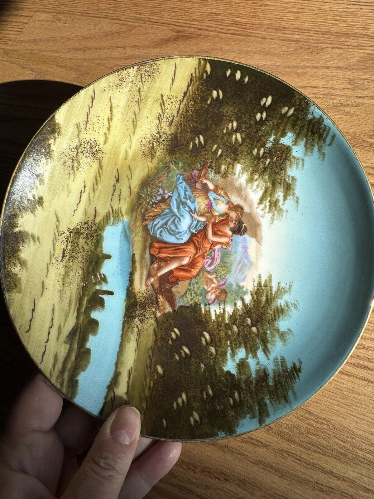 アンティーク 飾り皿 天使と女神の絵画 磁器製 アンティーク 飾り皿 天使と女神の絵画 磁器製
