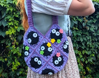 Tote bag / Ghibli inspired / shoulder bag / purple / soote sprit inspired