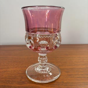 Vintage Tiffin Glass Co. Kings Crown Thumbprint Cranberry Flashed Water/Wine Goblet - Set of 4