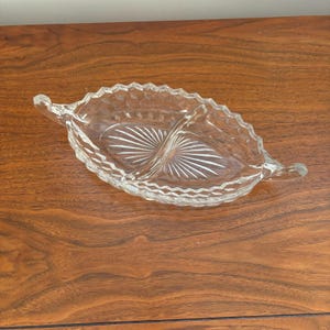 Vintage Fostoria Glass divided condiment gondola dish 1940s