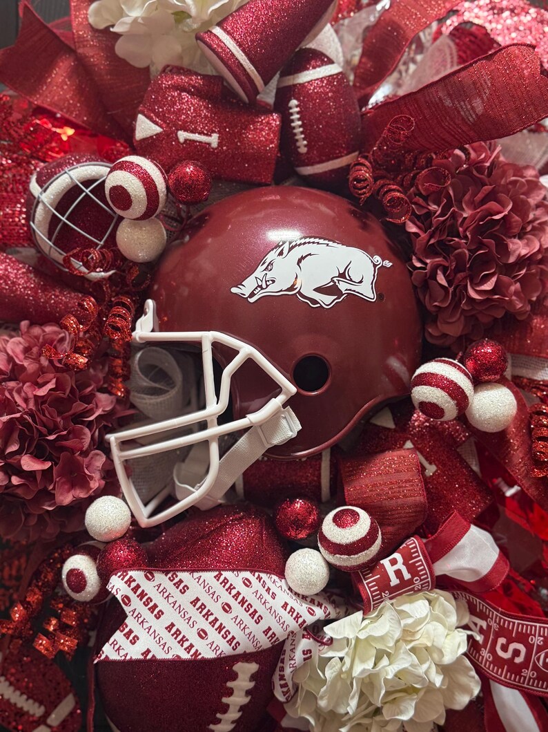 Razorback Ribbon Arkansas Razorback Football Wreath - Etsy