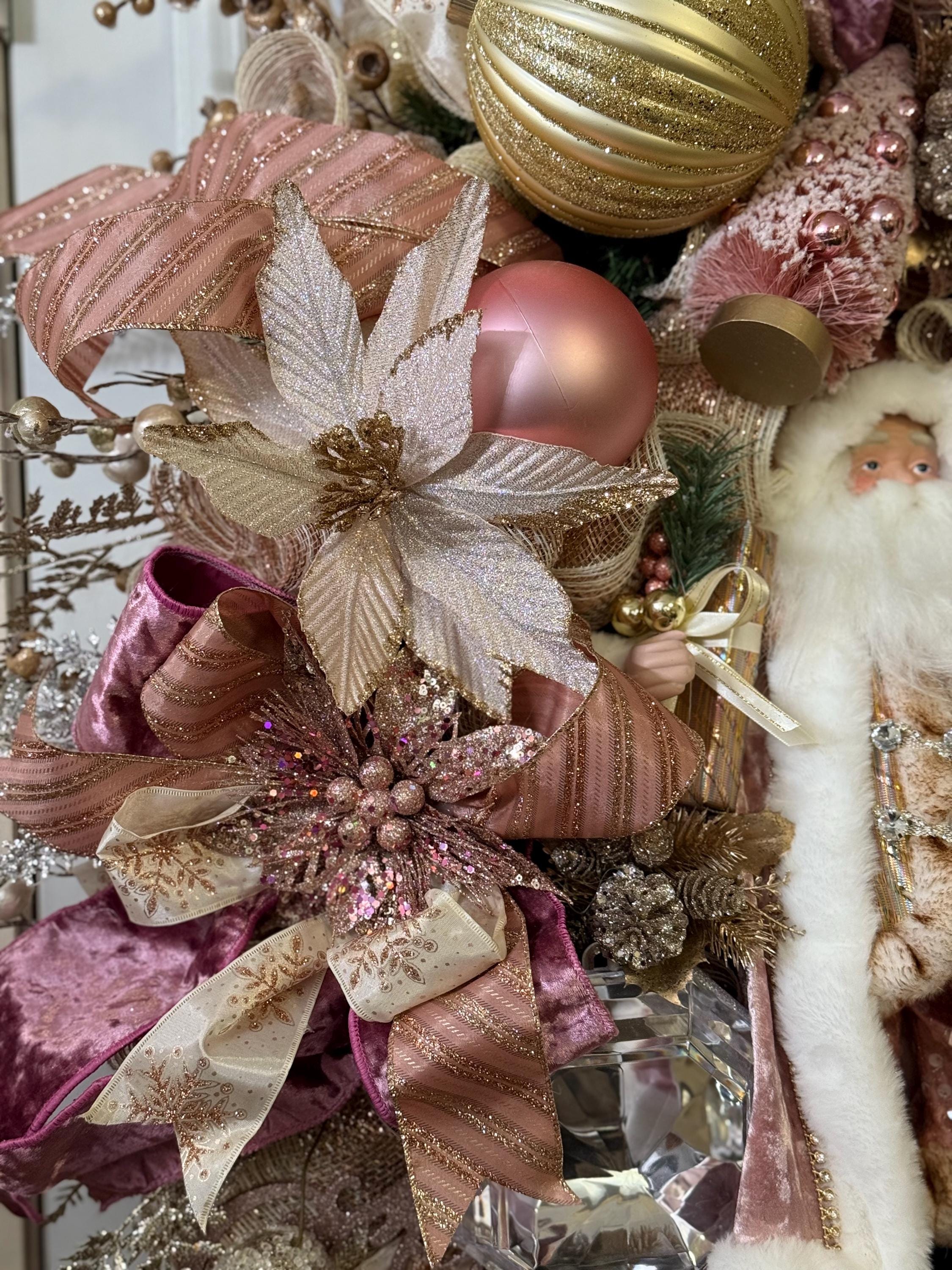 Beautiful Pink Christmas Wreaths With Santa. Wreaths by Boojay Betty - Etsy