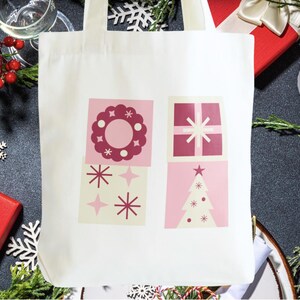 Holiday Blocks Tote Bag, Cute Festive Christmas Tote, Holiday Gift Tote Bag, Christmas Party Gift, Heavy-Duty Canvas Shoulder Tote