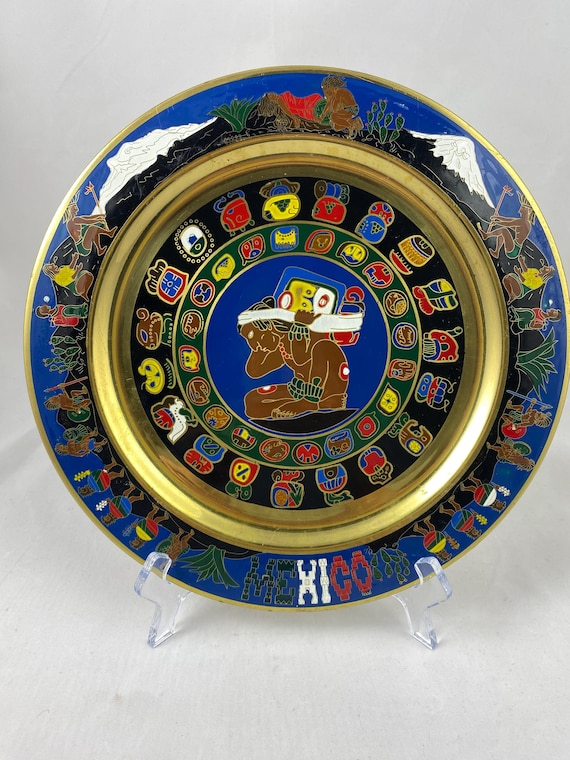 メキシコのマヤ暦ヴィンテージ壁飾り – 真鍮製 | 1970年代のお土産 