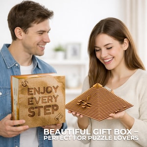 Wooden Pyramid Puzzle Box, Mechanical Puzzle for Adults, Escape Room Puzzle, Secret Compartment Clue Box, Brain Teaser Gift, Pyramid Gift image 7