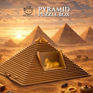 Wooden Pyramid Puzzle Box, Mechanical Puzzle for Adults, Escape Room Puzzle, Secret Compartment Clue Box, Brain Teaser Gift, Pyramid Gift image 8