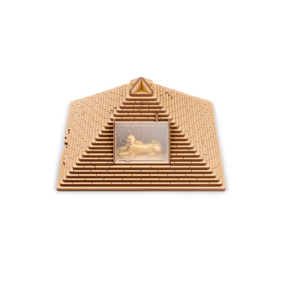 Wooden Pyramid Puzzle Box, Mechanical Puzzle for Adults, Escape Room Puzzle, Secret Compartment Clue Box, Brain Teaser Gift, Pyramid Gift