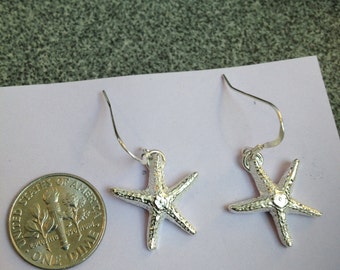 Starfish Dangle Fine Silver Earrings on Sterling French Hook or Leverbacks, FREE FAST Shipping USPS Priority Mail