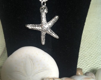 Fine Silver Starfish Pendant on Sterling Silver Box Chain. Fast FREE SHIPPING, Great Gift for Bridesmaids, Teachers, Beach Wedding Jewelry