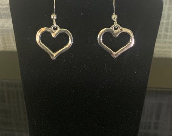 Heart Earrings in Fine Silver on Sterling Silver Leverbacks or French Wire Hooks FREE USPS Priority Mail Shipping