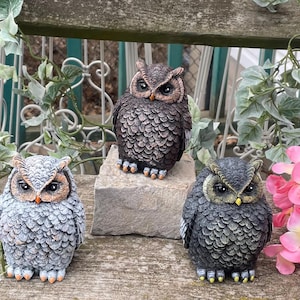 Hand-Painted Cement Figurine: Garden Art, owl statue, porch decor, whimsical, patio