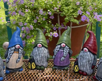 Hand-Painted Concrete Gnome Figurine: Garden Art, Indoor Decor