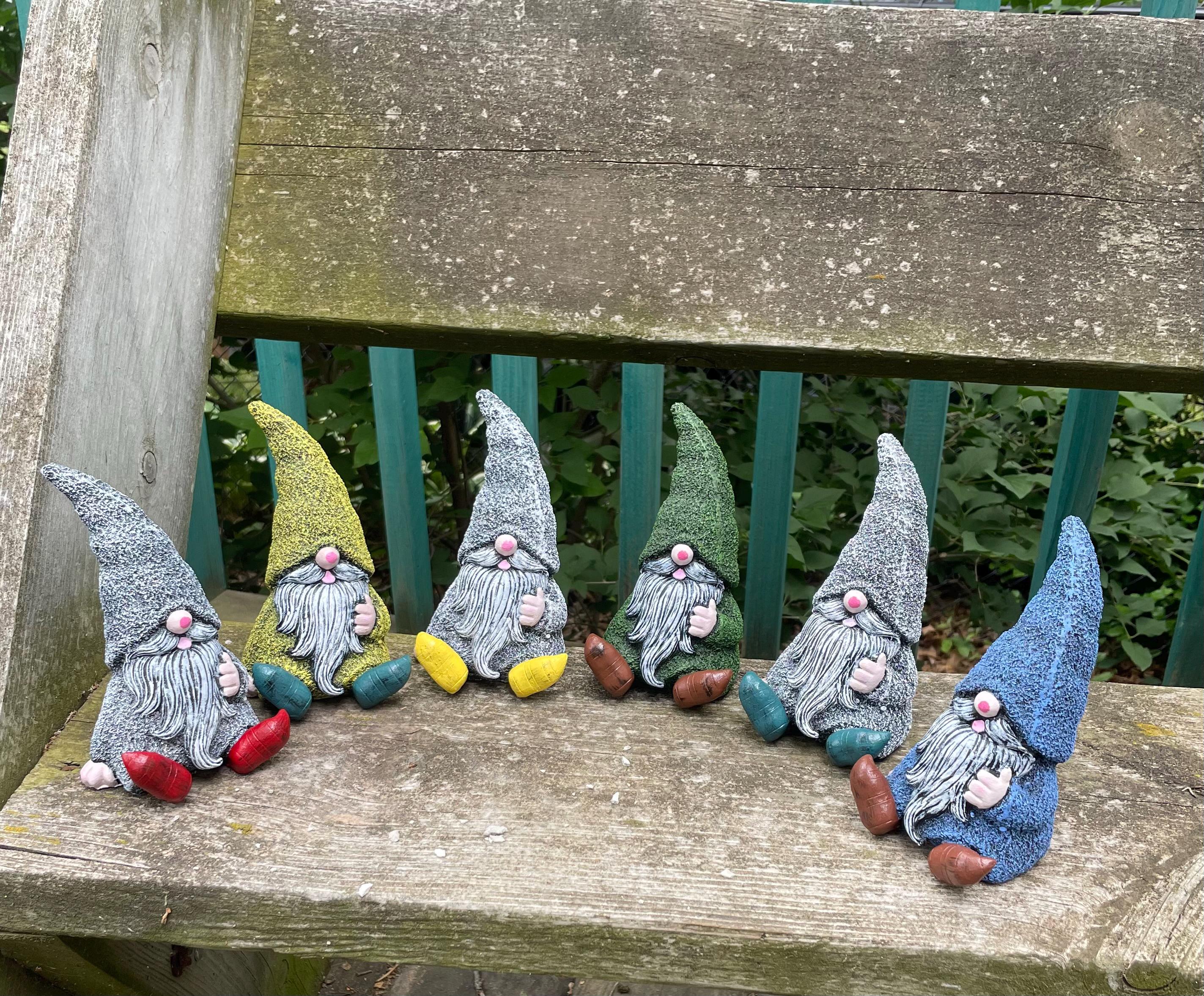 Hand-Painted Concrete Gnome Figurine: Indoor/Outdoor Garden Decor