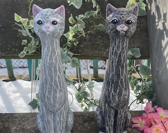 Statua da giardino in cemento, statuetta di gatto, arte da giardino, decorazione per veranda, stravagante, patio
