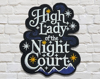 Opstrijkpatch High Lady of the Night Court – Geborduurd ACOTAR-geïnspireerd leesgrage cadeau