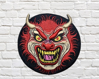 3D Puff Demon Patch – Embroidered Iron-On Badge, 10cm