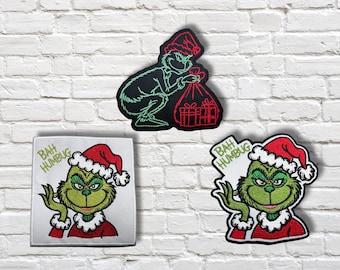 Grinch Weihnachtliche Flicken - Aufnäher zum aufbügeln für mürrische Urlaubslaune
